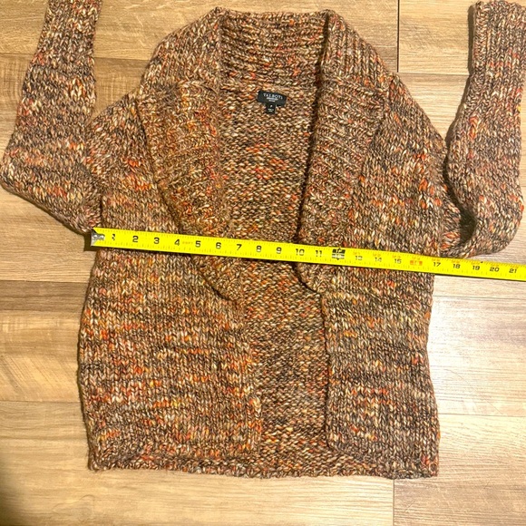 Talbots Cardigan Open Front Wool Acrylic Alpaca Knit Brown Marled Size P - Picture 3 of 5